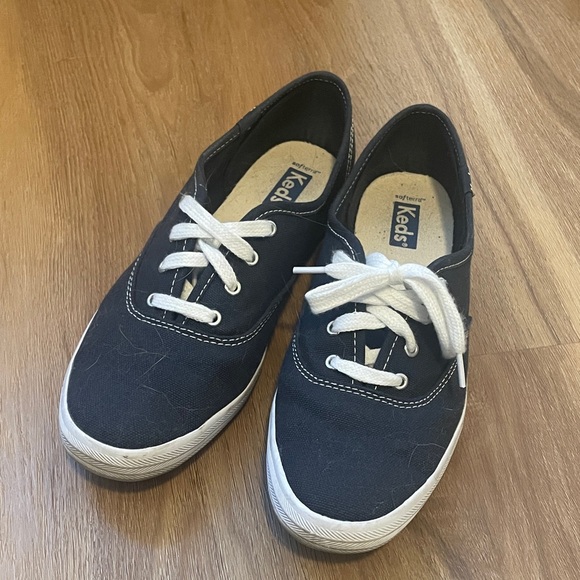Keds Shoes - Keds Navy Canvas Low-Top Sneakers with White Laces (women’s)